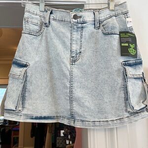 Super soft eco friendly Denim Cargo Skirt - Light Blue side pockets waist 30”